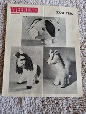 Weekend Magazine Toy Knitting Supplement..zoo TRIO ..DATED OCT  1970 GOOD