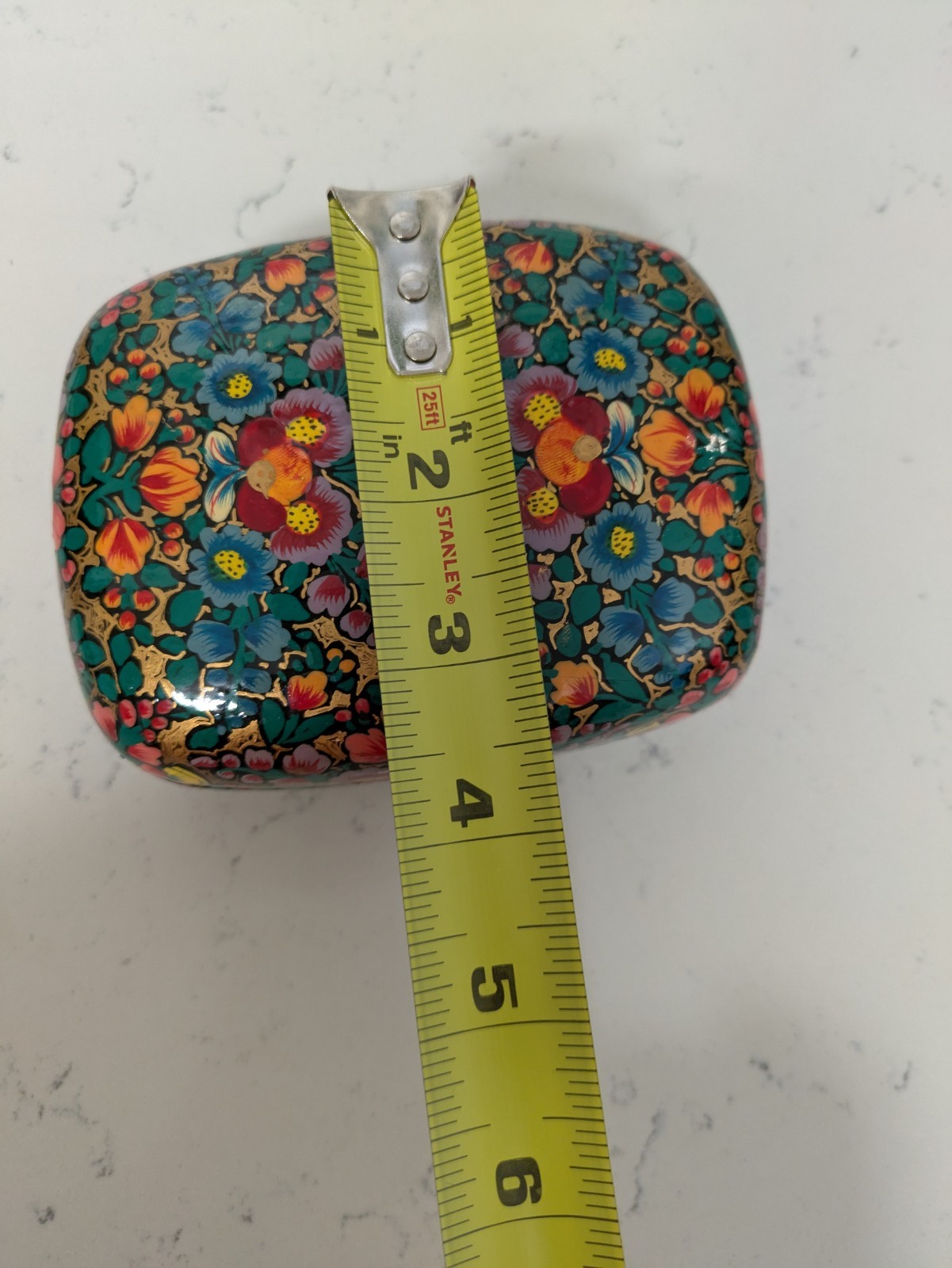 Kashmiri Art Papier Mache Floral Design Colorful Trinket Box