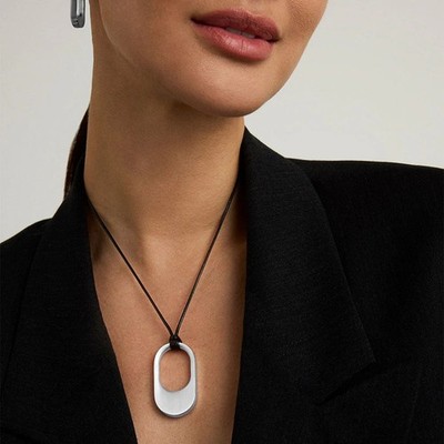NWT Dean Davidson Crosby Long Pendant Necklace Silver Black