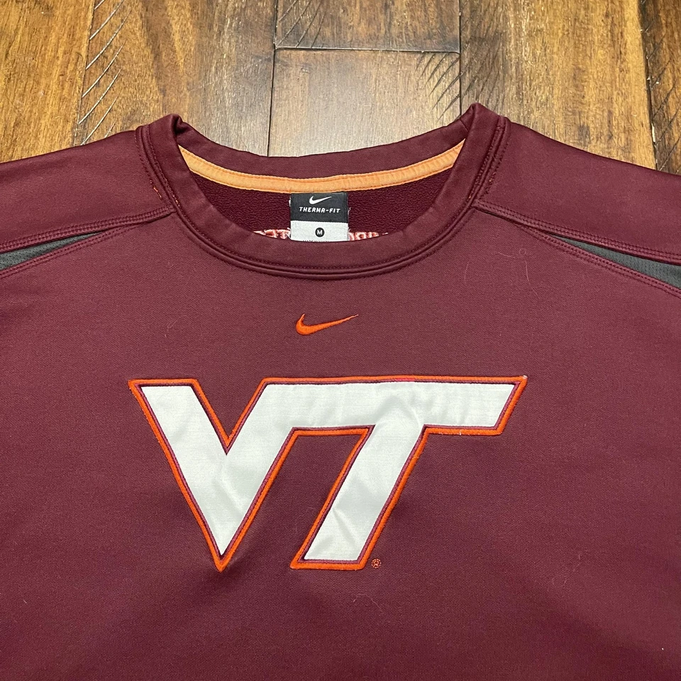 Virginia Tech Hokies Sweatshirt Mens Medium Maroon NCAA College Nike Therma-Fit - Image 3 of 4