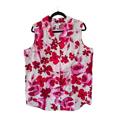 Avenue Shirt Floral Womens 18/20 Plus Short Sleeve Button Up Colorful Whimsgoth 