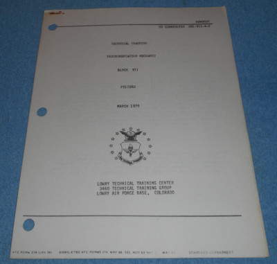 1979 US Air Force Technical Training Instrumentation Handout Booklet Filters