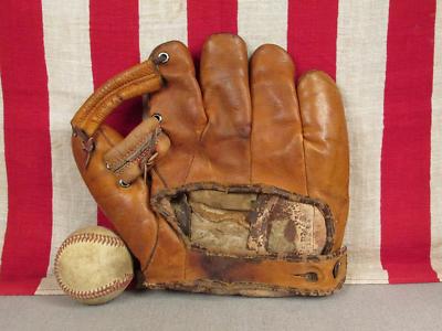 Vintage 1940s Marathon Leather Split Finger Baseball Glove Joe