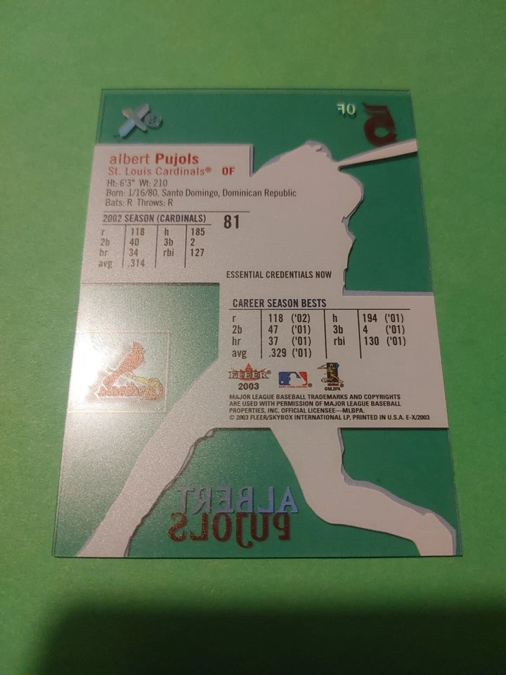 2003 Ex Albert Pujols Essential Credential Now Rare Missing Serial Numbers 700!! - Image 4 of 4