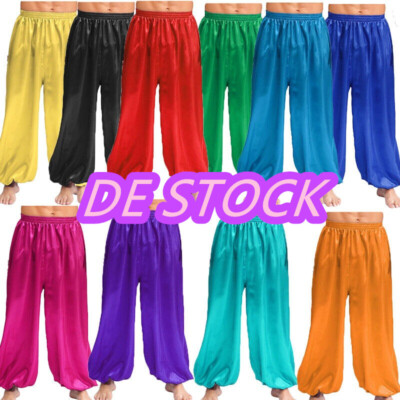 Herren Aladinhose Lang Haremshose Pumphose Satin Hose Halloween Kostüm Hose 