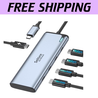 Portable USB C Splitter with Dual 4K/60Hz Output & 10Gbps Data Transfer