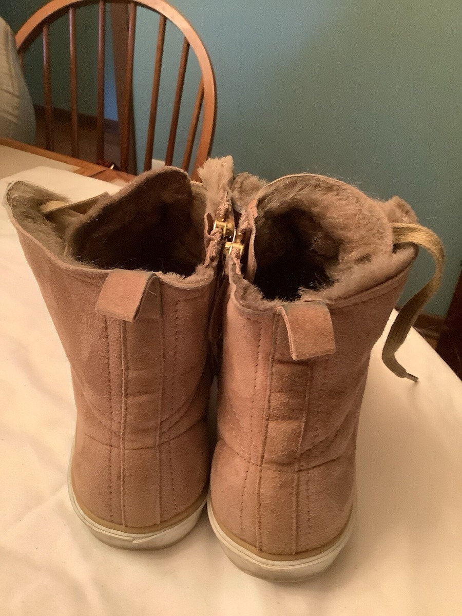 JIMMY CHOO ジミーチュウ 36 1/2 Jimmy Choo Della Shearling-Lined Suede High Top Sneakers Zip And