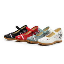 Ladies Floral Embroidery Hidden Heel Chinese Shoes Retro Hanfu Dance Comfort