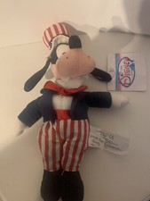 Disney Store Uncle Sam Goofy 9.5" Tall Independence Day Bean Bag Plush With Tag