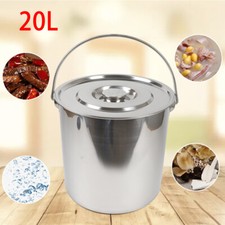 20L Extra Thick Stainless Steel Barrel Bucket Food Tank Water Storage with Lid