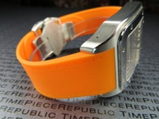 23mm Soft PU Rubber Strap CARTIER SANTOS 100 XL Diver Watch Band Orange x1