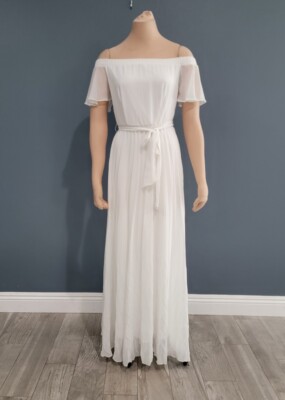 BISOU BISOU white chiffon off shoulder pleated bottom maxi dress 4 | eBay BISOU BISOU white chiffon off shoulder pleated bottom maxi dress 4 | eBay