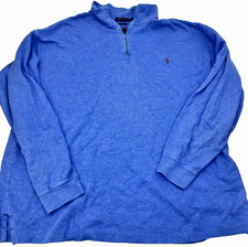 Polo Ralph Lauren Estate Rib 1/4 Zip Pullover Sweater Mens 2XLT Blue Flesh Pony