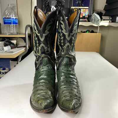 Lucchese 2000 ウェスタンブーツ　レザー　スウェード　7D グリーン Lucchese Classics Ostrich Exotic Full Quill Boots Green Men's 8D