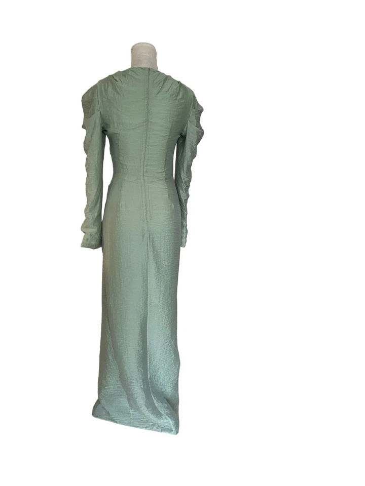 Asos Design Sage Green Draped Sleeve Wrap Skirt Maxi Dress UK 8 EU 36 US 4 - Image 2 of 4