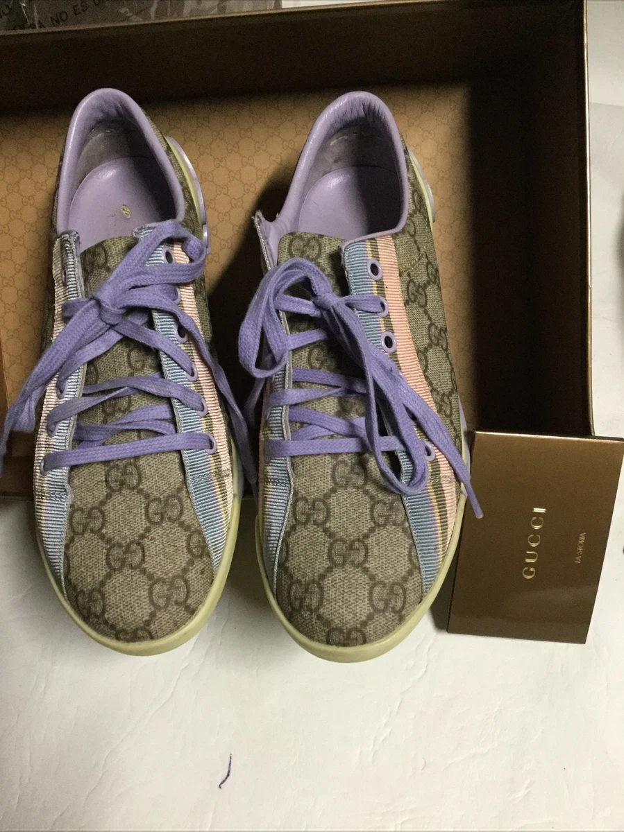 Gucci Design Authentic Size 37 Logo GG Monogram Multi Color Laceup