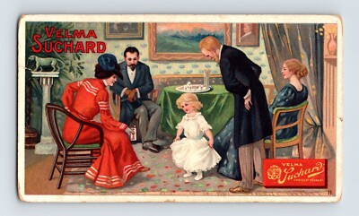 Chocolat Velma Suchard Little Girl Parlor Scene 1890s Victorian Trade Card