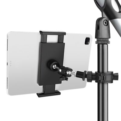 Tablet Holder for Mic Stand Adjustable Microphone Music Stand Mount for iPad