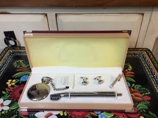 Carlo Rossi Men's Heritage Pocket Watch Cufflinks Pen Tie Bar Set Silver Tone