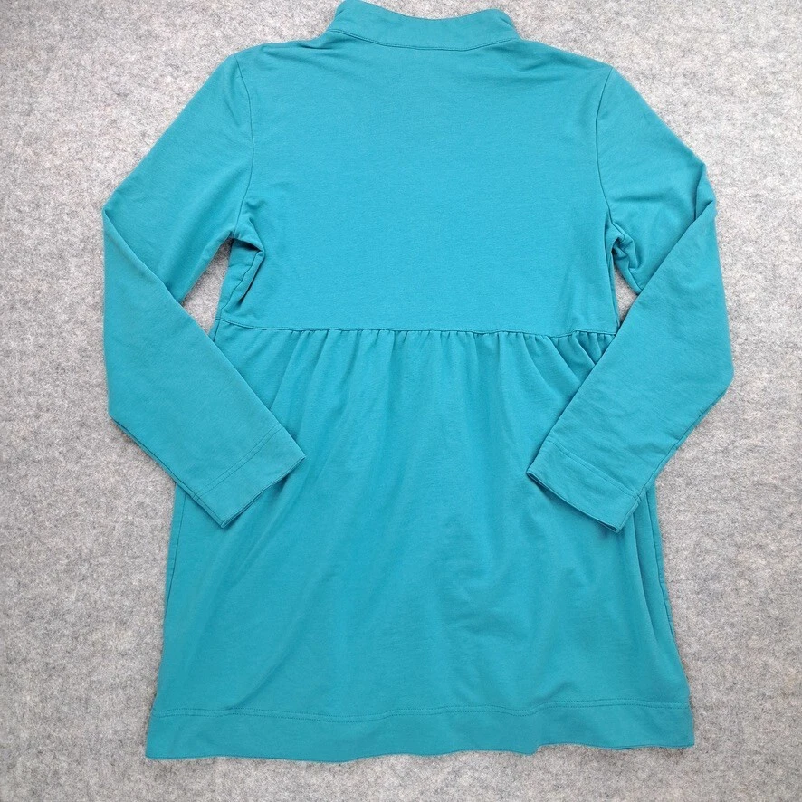 Sahalie туника женщин большой синий кнопка длинным рукавом Lagenlook толстовка платье - Изображение 4 из 4