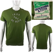 Abercrombie & Fitch Mens Large Vintage Tee Shirt Green Muscle 100% Cotton Green