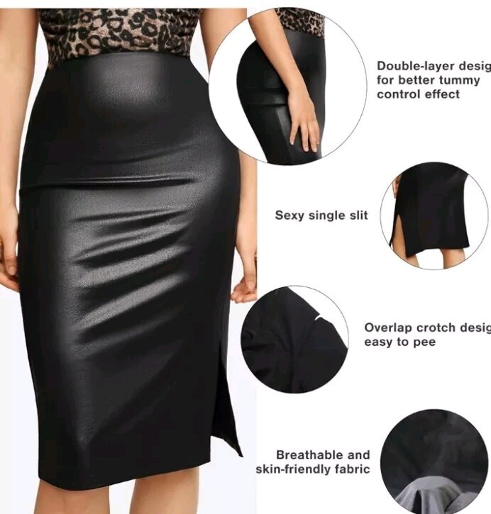 Popilush Plus Size Shaper Midi Pencil Skirt Women Built in Shapewear Tummy C 3XL image 4