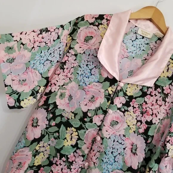 UNDERCOVER Mini abito tunica da notte vintage Victoria's Secret stampa floreale taglia M L