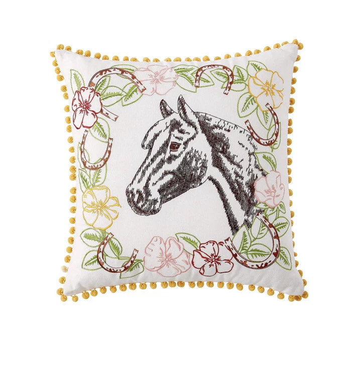 The Pioneer Woman Horse Cameo Decorative Throw Pillow, 16" x 16" NWT