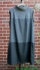 ZARA WOMAN Retro Grey Colored Blocked Sleeveless Wool Dress ~ SZ L