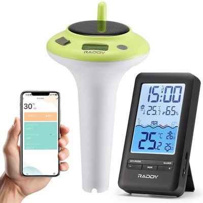 WLAN Pool Thermometer mit App Solar USB schwimmend Teich Wassertemperatur Außen