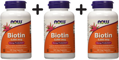 3 x NOW Foods Biotin, 5000mcg - 120 vcaps (125,89 EUR/kg)