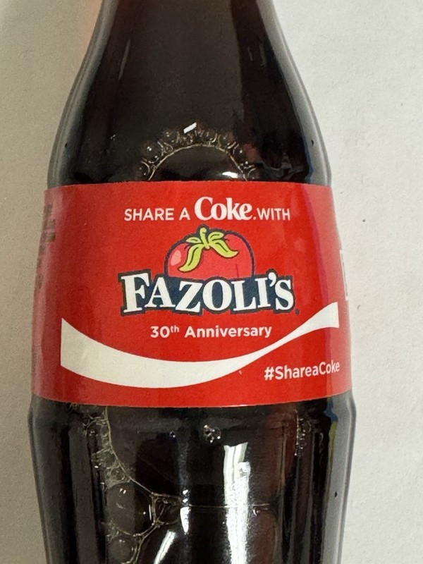 Coca Cola Bottle Fazoli’s 30th Anniversary Share A Coke VERY RARE