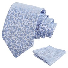 Mens 3.15inches Exquisite Floral Tie with Small Flower Printed A142-blue-a