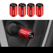 4PCS Red Metal Car Wheel Tire Air Valve Stem Dust Valve Cap Cover for Jaguar