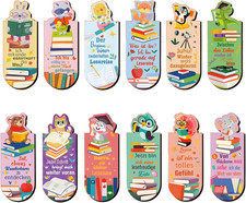 12 Stück Tiere Magnetische Lesezeichen,Magnetische Lesezeichen Kinder,Deutsch Sp
