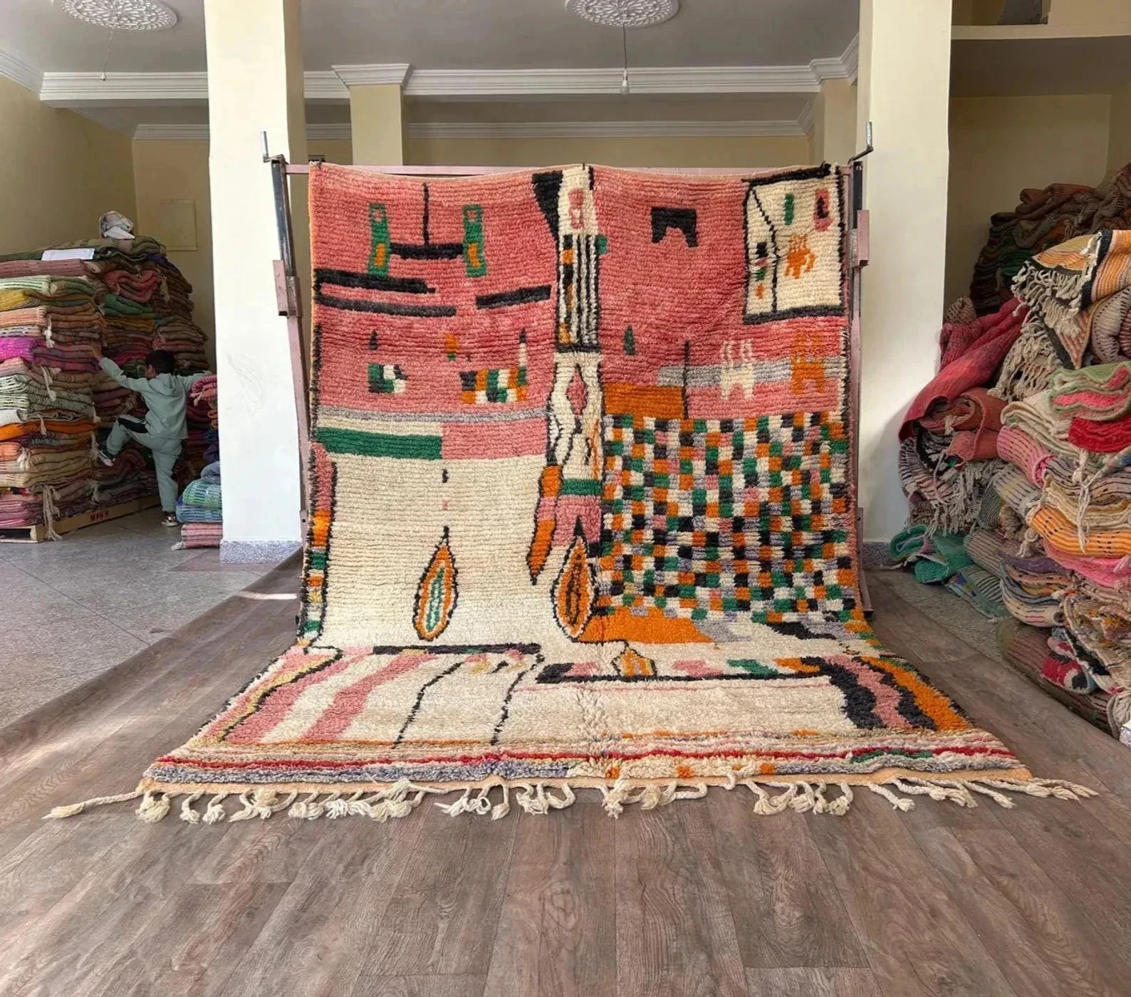 Handwoven Moroccan Berber Wool Rug Color Multicolor Handmade Design Carpet Rugs