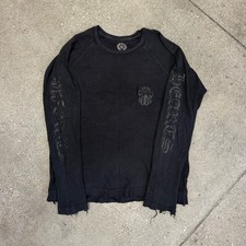 Chrome Hearts Thermal Waffle Black with Black Print longsleeve size Large