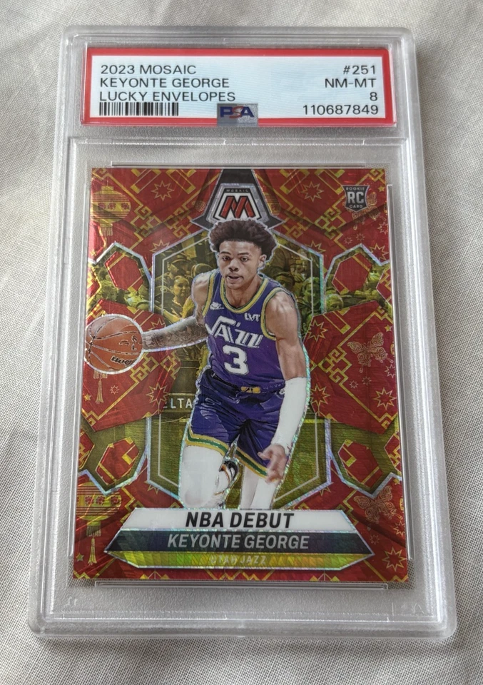 Keyonte George 2023-24 Panini Mosaic #251 Rookie Lucky Envelopes Prizm 8/8 PSA 8 — 第 2/3 张图片