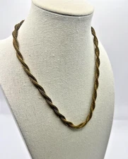 Sarah Coventry Vintage Gold Mesh Twisted Necklace 15” Barrel Clasp Retro Vibes