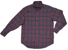 Mens ROUNDTREE & YORKE Button-Down Medium M Cotton Long Sleeve Shirt Plaid EUC