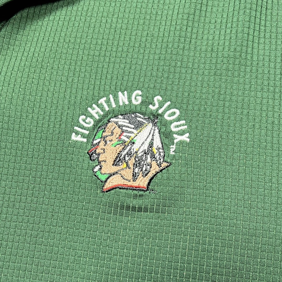 North Dakota Fighting Sioux Shirt Mens Large Green NCAA Hockey Polo Performance - Image 2 of 4