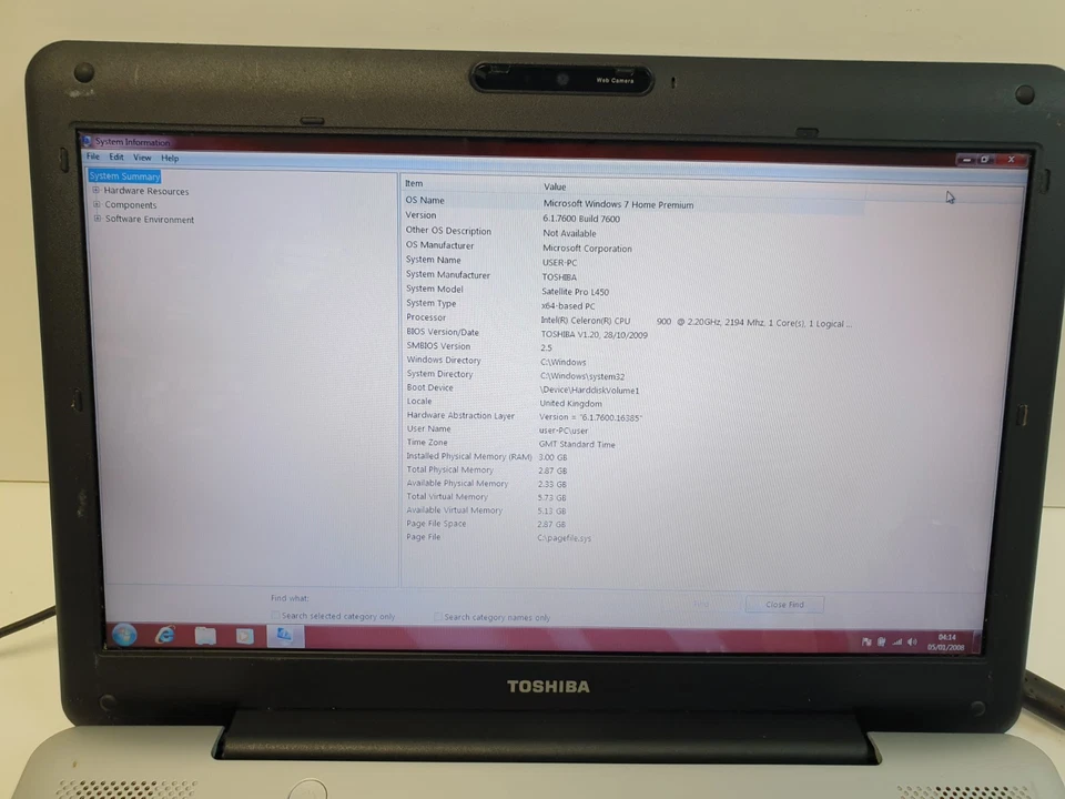 Toshiba Satellite Pro L450-13Q  15.6" 120gb HDD 2GB Ram - Image 4 of 4