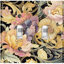 Metal Light Switch Outlet Cover Decorative Wall Plate Elegant Flowers EFW118