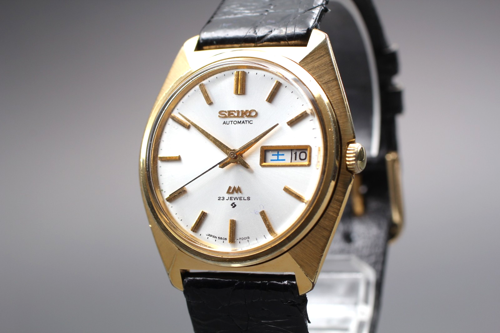 Vintage SEIKO Lord Matic 5606-7000 Automatic Kanji Gold 35mm Men's Watch Exc+5 Condition