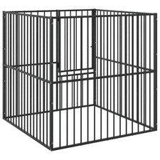 Dog Playpen, Black Galvanized Steel for Indoor and Outdoor Use vidaXL