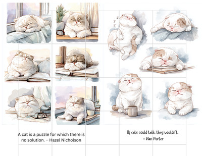 Chubby Scottish Fold Cats Card Toppers Collage Supplies Scrapbook Junk Journal