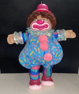 Vintage 1986 Cabbage Patch Clown Doll Brown Hair Brown Eyes Pink Shoes