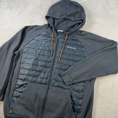 Columbia Hoodie Mens XL Grey Duck Down Insulated Puffer Full Zip Hooded Jacket