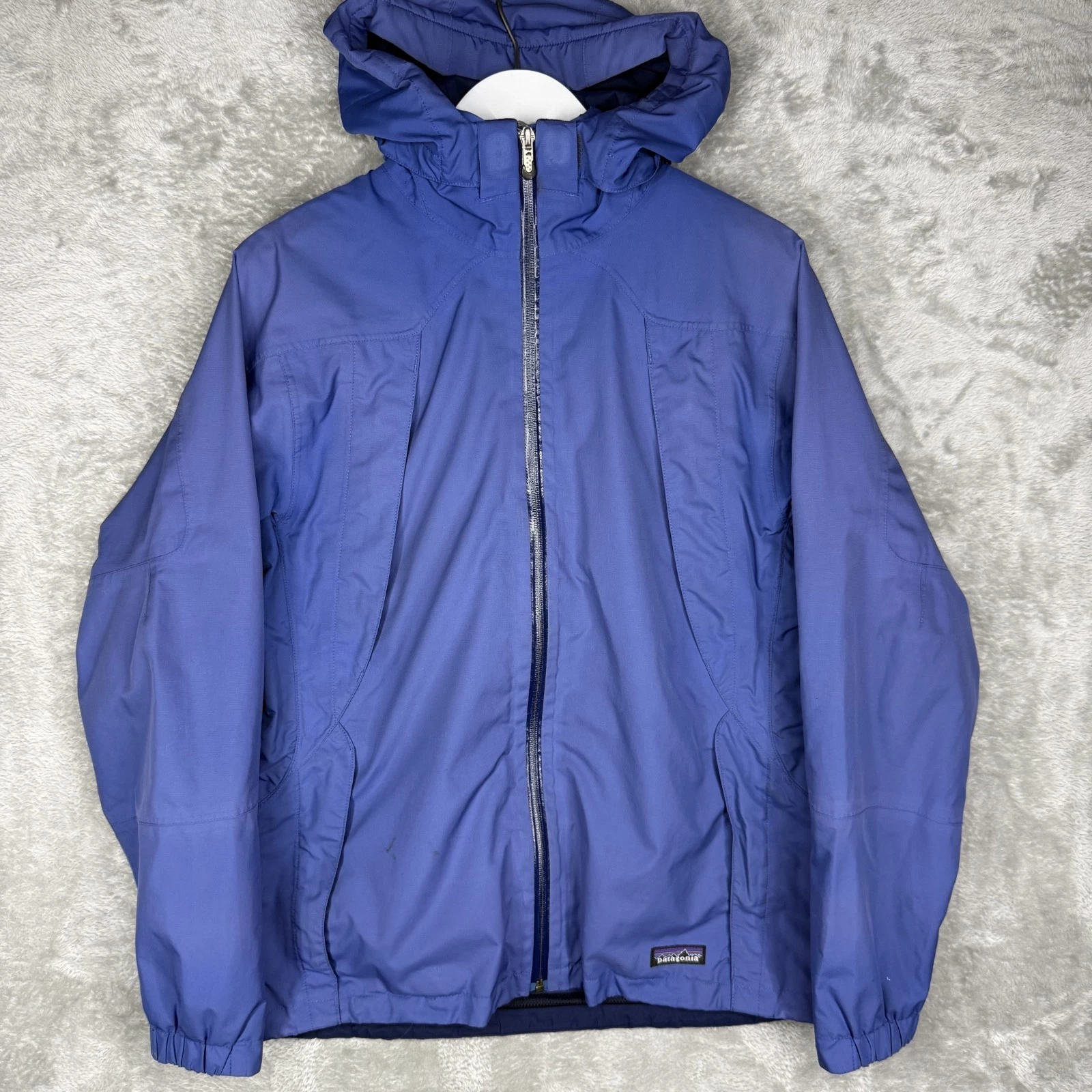 Patagonia Jacket Women's Medium Blue Water Resistant Storm Shell 83577 Hooded