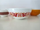 Vintage Set of 4 Pyrex Cinderella Mixing Bowls Friendship Solid Red Yellow Dots